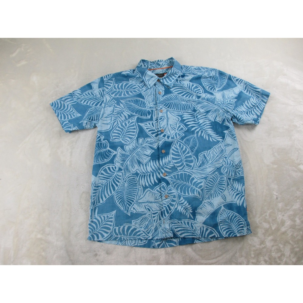 Quiksilver Shirt Mens Large Blue Hawaiian Waterman Button Up Camp Outdoors*
